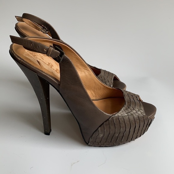 L.A.M.B. Grey platform slingback shoes size 8M Gwen stephanie - Picture 7 of 7